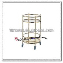 S079 Stainless Steel Service Trolley Gold-Plated Wine Service Cart